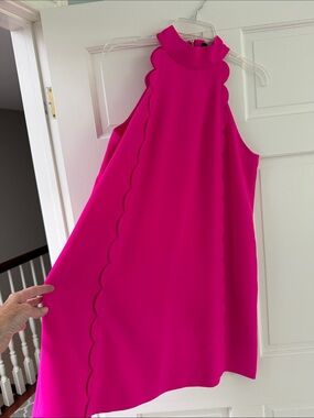 Ted Baker London Hot Pink Scalloped Halter Dress